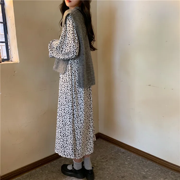 Otoño e invierno estilo coreano Split punto color sólido gris chaleco sin mangas suéteres y jerseys para mujer C2120 210423