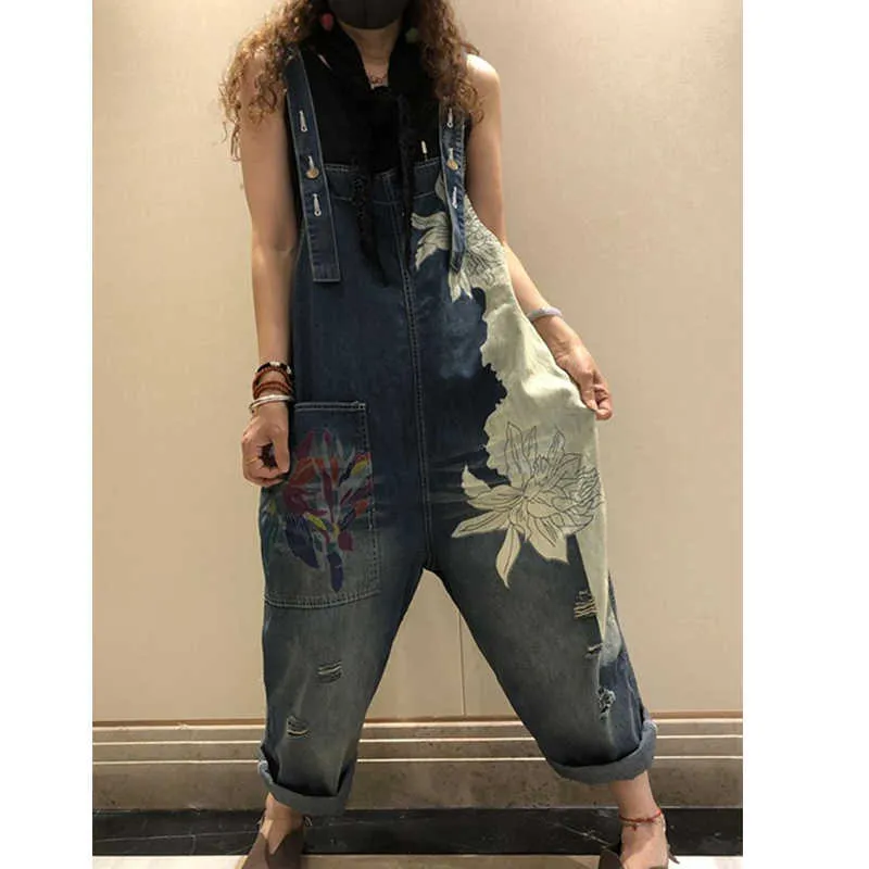 Max LuLu Europäischen Mode Stil Frühling Weibliche Gedruckt Denim Overalls Damen Vintage Casual Jeans Frauen Lose Hosen Plus Größe H0908