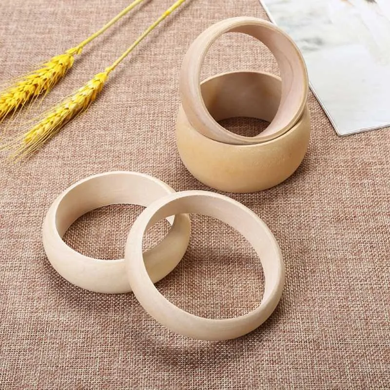 6 pièces Bracelet rond en bois brut naturel non traité 68mm 2.68 