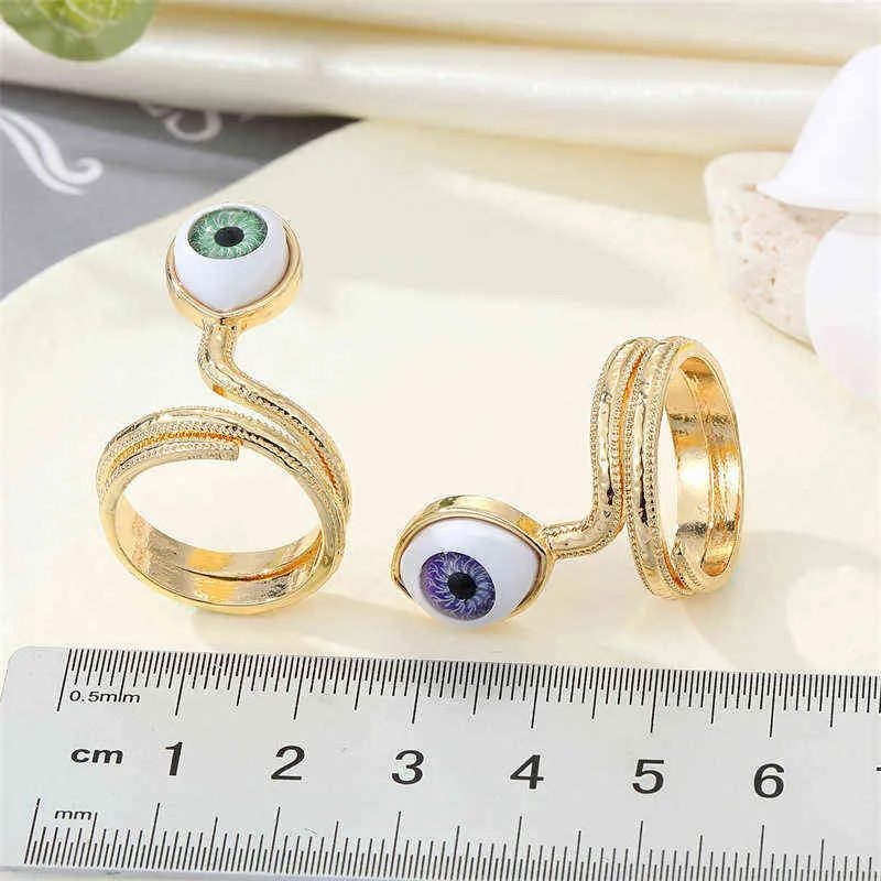 Vintage Punk Bunte Türkische Bösen blick Einstellbare Ringe für Frauen Gold Farbe Übertreibung Schlange Ring Mode Finger Schmuck Weibliche G1125