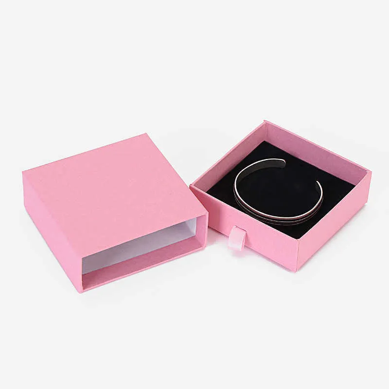 12 stuks / partij hoge kwaliteit roze sieraden doos kraftpapier gunst bulk geschenk display boxen tas ketting armband doos 211014