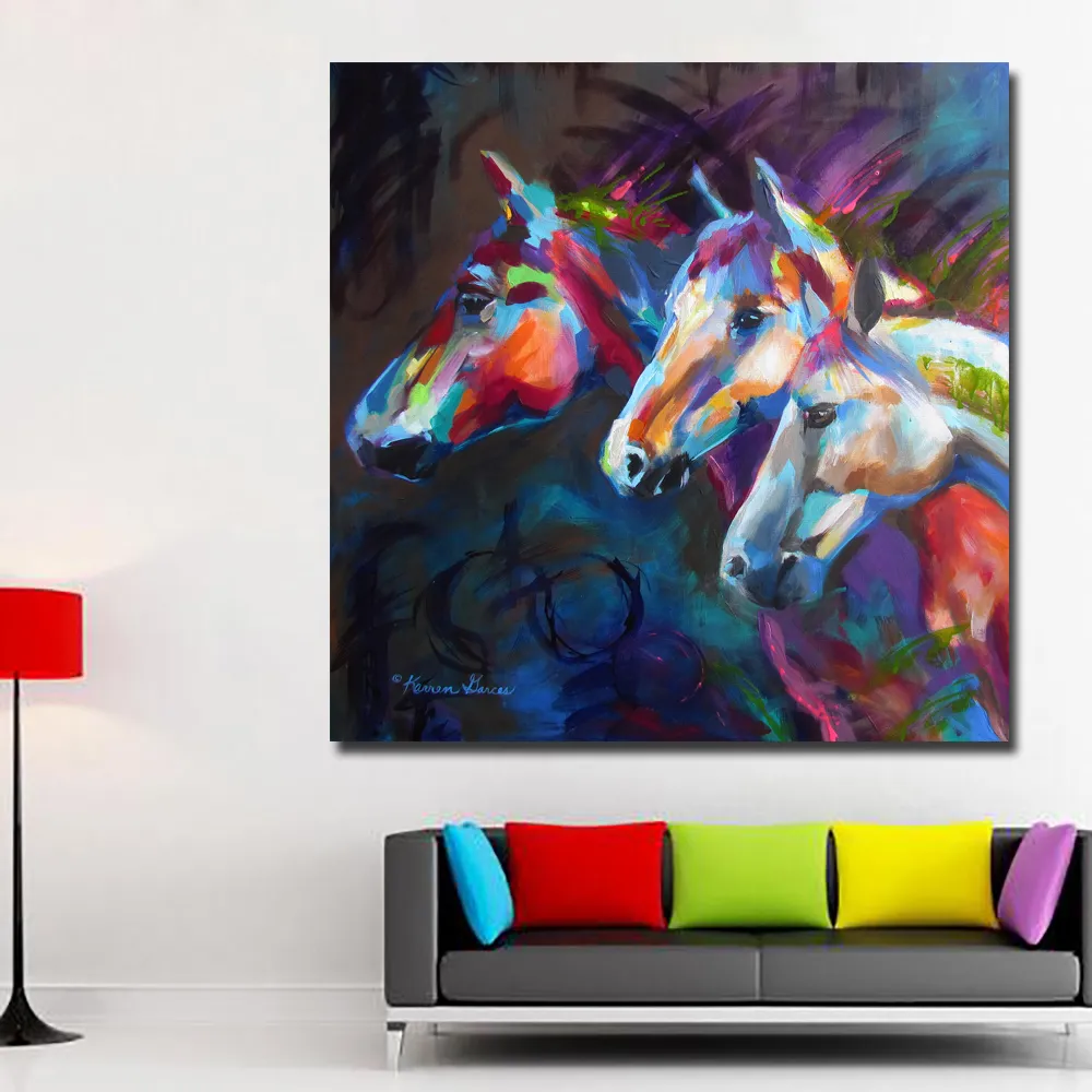 Canvas schilderij kunst prints dier drie kleurrijke abstact paardenkop muur kunst foto's decoratieve interieur schilderijen voor leven