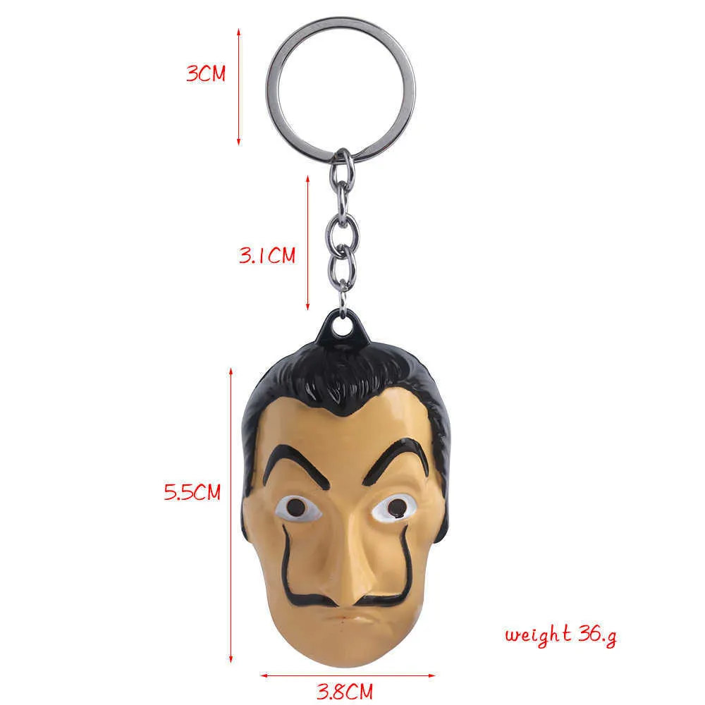 La Casa De Papel masque porte-clés argent Heist La maison du papier Salvador Dali masque porte-clés pour femmes hommes voiture porte-clés bijoux G1019