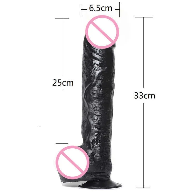 33 * 6.5 cm Dev Büyük Yapay Penis Süper Büyük Dick Vantuz ile Anal Butt Plug Büyük Dong Gerçekçi Penis Seks Oyuncakları Kadın 210629