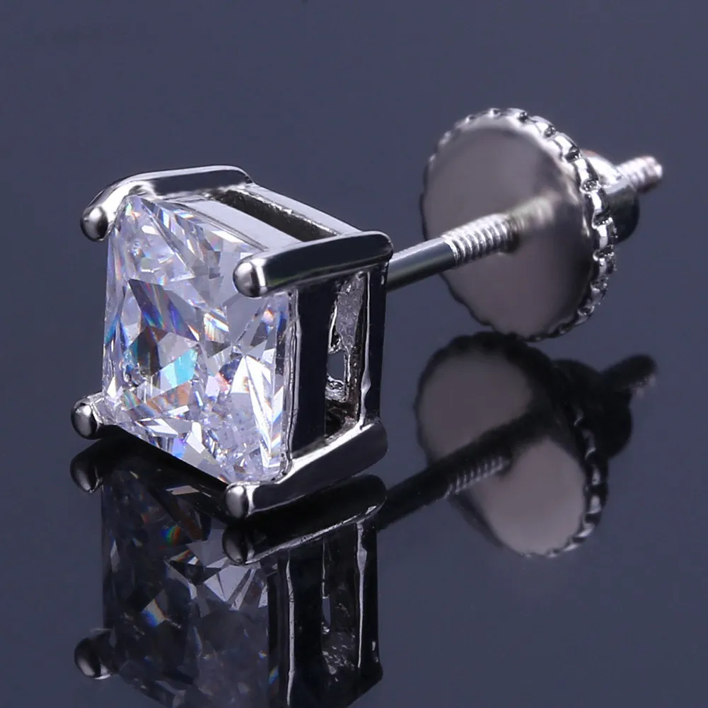 Nieuwe hoogwaardige mode ronde vierkante kubieke zirconia stud oorbellen schroef hiphop oor sieraden ijsjes out accessoires punk party cadeaus voor mannen vrouwen