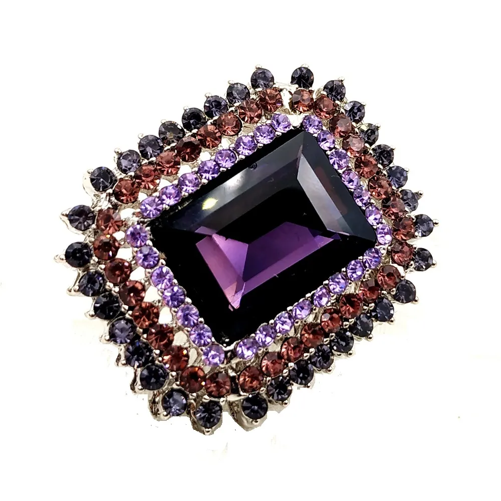 Victorian Vintage Estilo Embelezamento Retângulo em forma de Broche de Pedra Roxo e Pins Art Deco Jewelry Mulheres Casaco Camisola Jacket