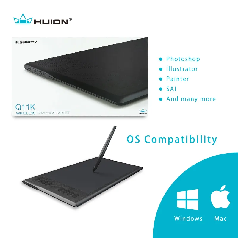 HUION Inspiroy Q11K Wireless Digital Professional Animation Art Graphic Drawing Pen Writing Tablet