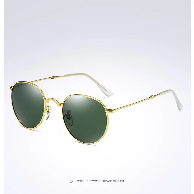 Dobrável dobrável óculos de sol hd polarizado moda masculina retro vintage pequeno oval redondo revestimento espelhado eyewear265w