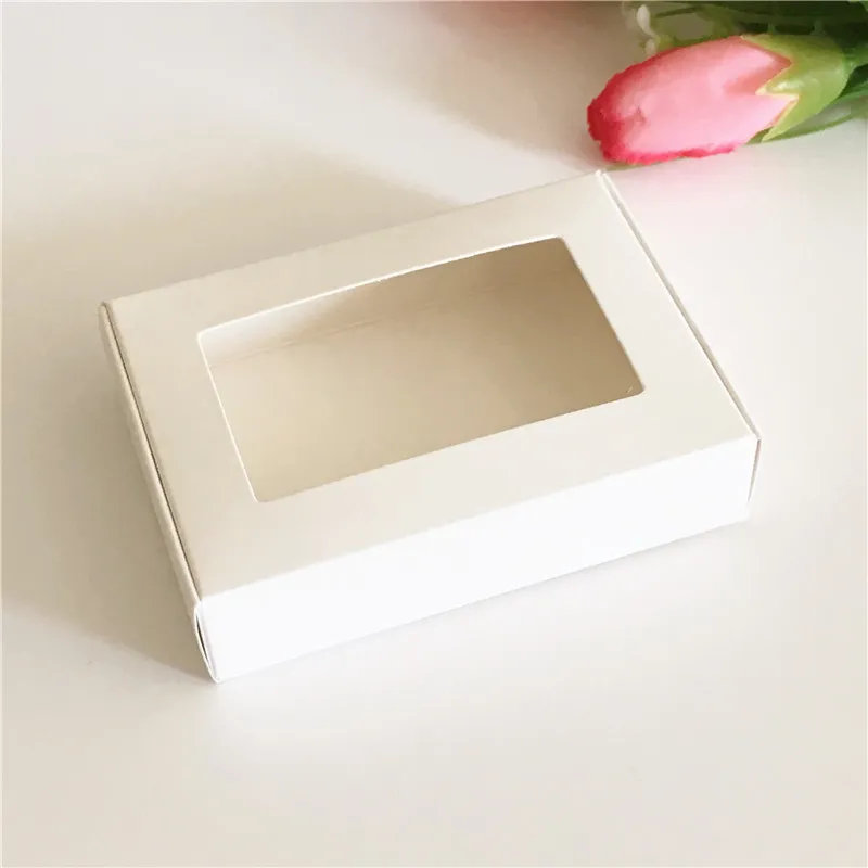 Blank Kraft Paper Gift Box with Window Handmade Soap Box Jewelry Cookies Candy Wedding Party Decoration