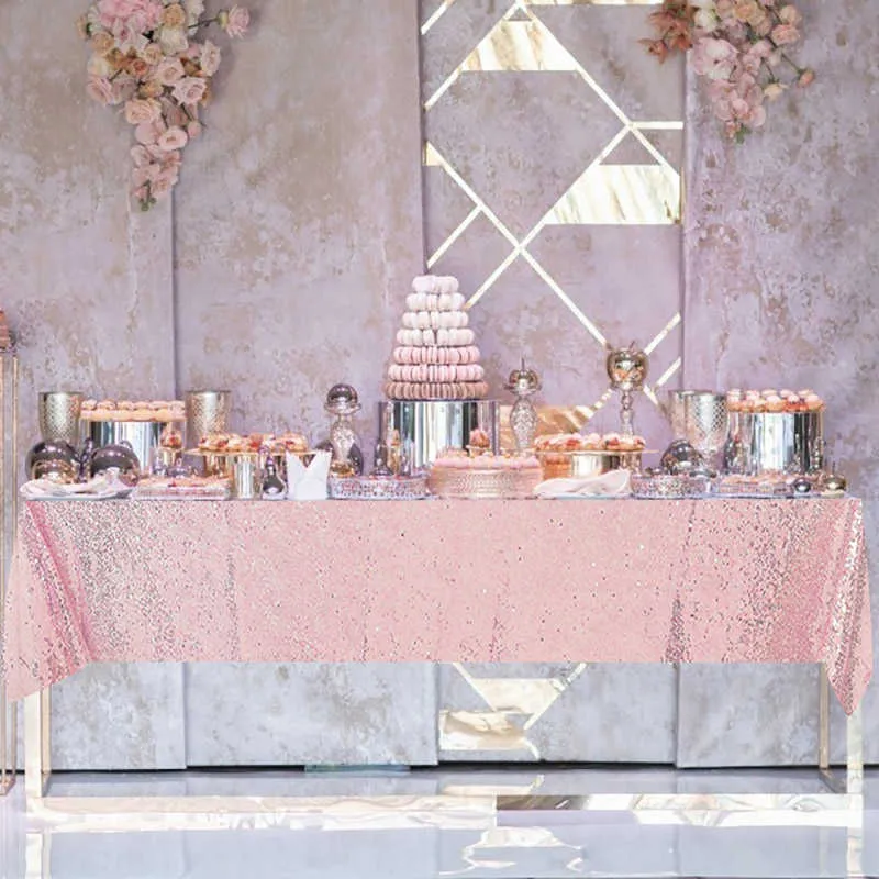 180x120cm Gold Silver Sequin Polyester Tablecloth Glitter Table Cloth Cover For Wedding Decoration Party Banquet Home Supplies 2102007505