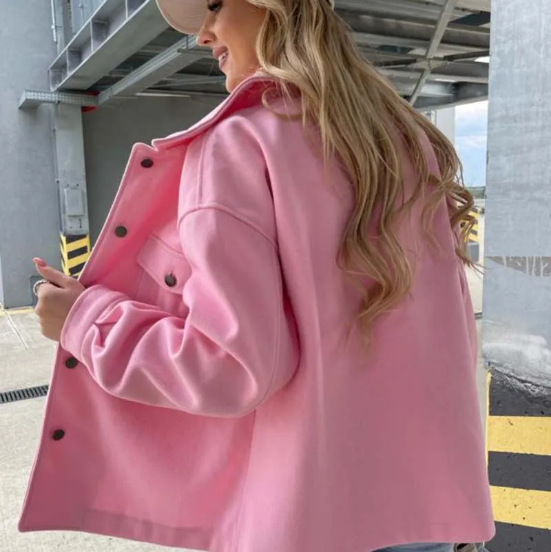 EBAIHUI dames simple boutonnage Kaki vestes rose à manches longues revers Cardigan manteau lâche printemps manteaux avec poches automne manteau