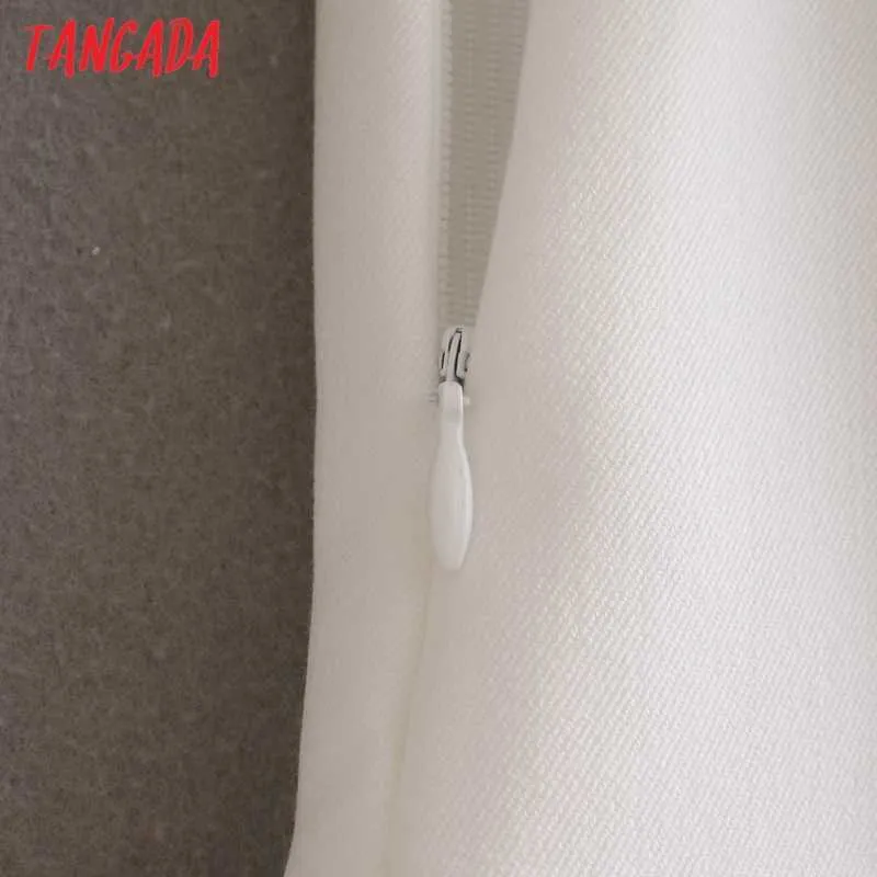 Tangada Frauen Elegante Weiße Knöpfe Shorts Seitliche Reißverschlusstaschen Weibliche Retro Pantalones 2XN51 210719