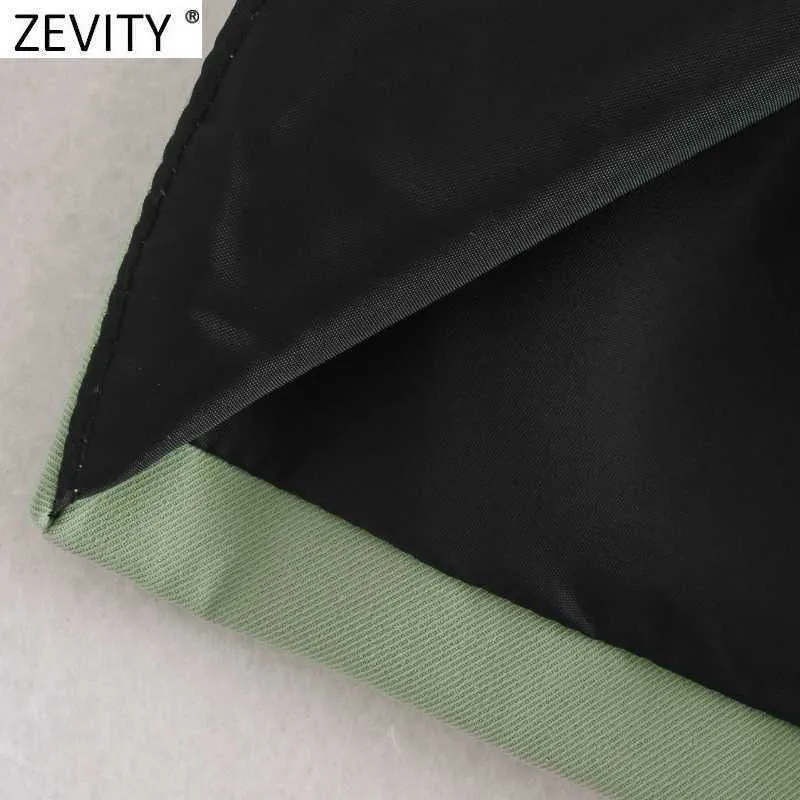Zevity女性ヴィンテージソリッドカラーボタンアップ裾の不規則なラップスカートファルダムハヤーの女性バックジッパーカジュアルスリムvestidos QUN781 210603