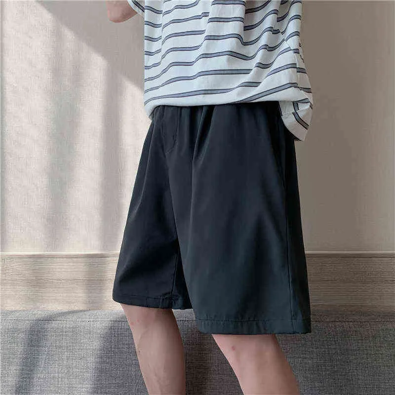 Casual Shorts Men Solid Simple Ulzzang Loose Chic Design Teens Drawstring All-match Summer New Oversize Popular Bottoms Handsome G220223