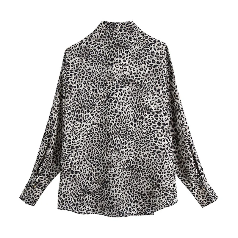 BLSQR Fashion Leopard Print Losse Blouses Dames Vintage Lange Mouw Button-Up Vrouwelijke Shirts Blusas Chic Tops 210430