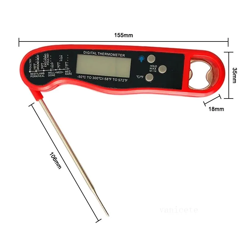 Thermomètre Alimentaire Étanche Cuisine Numérique Viande Eau Lait Cuisson Sonde Pliante BBQ Cuisson Thermomètres Électroniques Cuisine Outils T2I53010