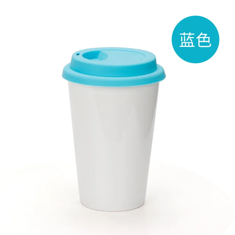 DIY Angepasst Logo 350ML 12 unzen Kegel Form Keramik Becher Kaffee Milch Tee Tasse Sublimation Leere Becher Tasse mit Silikon Abdeckung 0301