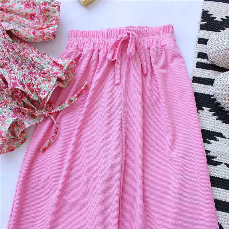 Pantalones Niñas Ropa Conjunto Bebé Moda Verano Casual Floral Outfit para 2-8ys Kids Holiday Wear G220310