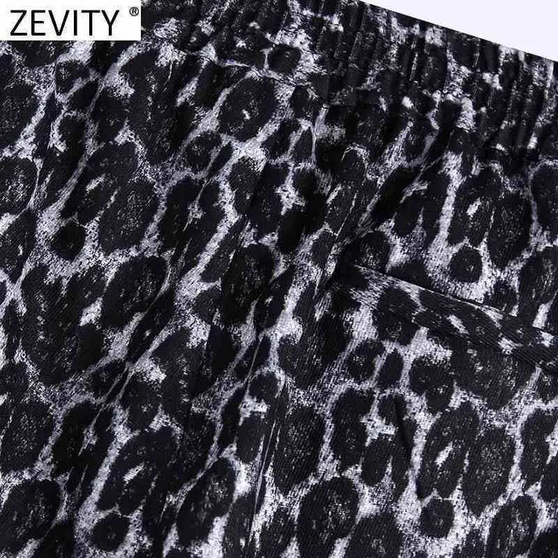 Mulheres Vintage Leopard Imprimir Harem Calças Retro Animal Animal Padrão Arco Amarrado Cintura Elástica Pocket Chic Calças Longas P967 210420