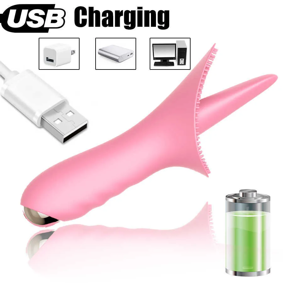 Rechargeable 10 Vibration Modes Tongue Cunnilingus Massager Licking Clitoris Stimulation Tightening Pussy Sex Toys for Women P0816