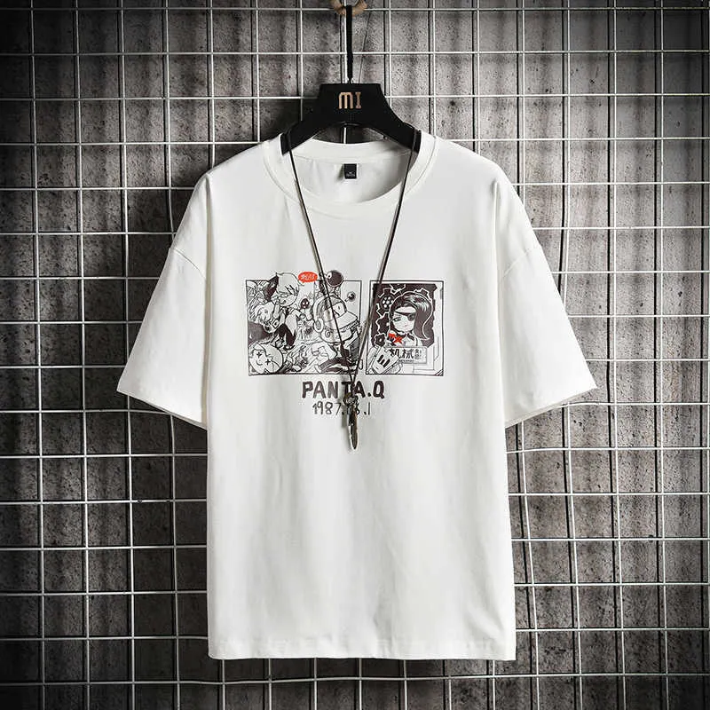 GlacialWhale Oversized T-shirt Men Summer Anime Printed Tshirt Unisex Hip Hop Japanese Streetwear Harajuku T Shirt For 210629
