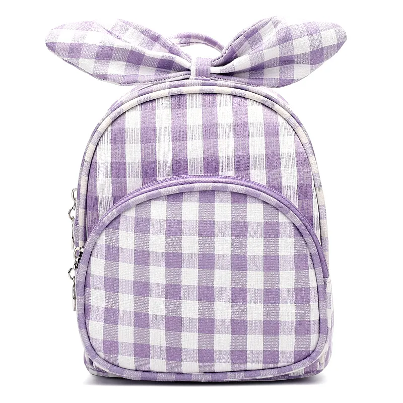 Girls Knot Children Backpacks High Quality Chequer Design Preschool Kids Kindergarten Bags