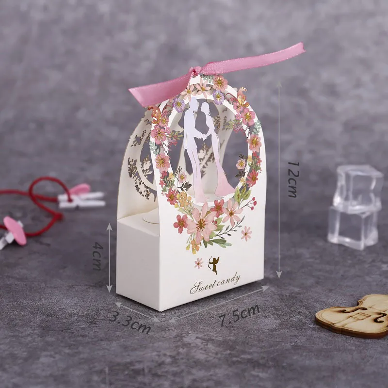 Geschenkbox Verpackung Hochzeit Süße Süßigkeiten Braut Bräutigam Blume Kleine Boxen Dankesbox für Gäste Hochzeitsgeschenke Partyzubehör 2104246i