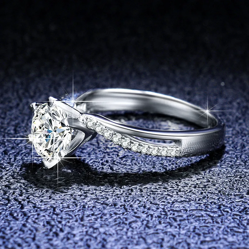 Diamante Excelente Corte D Color Ring Floco de Neve Prata 925 Platinum PT950 Selo Jóias