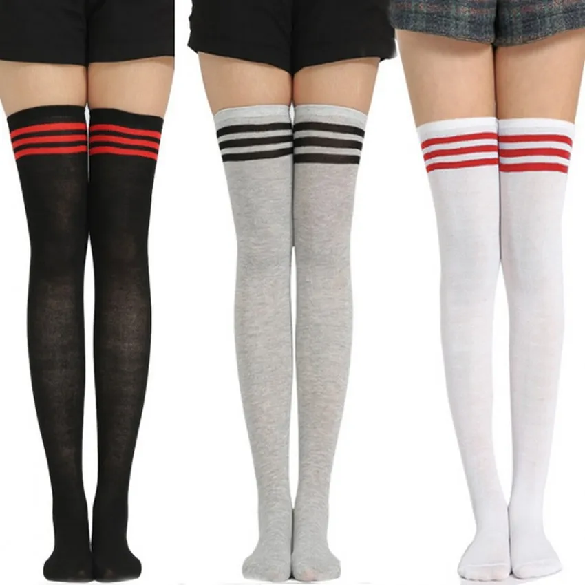 Designs Damenstrümpfe, sexy Socken, gestreift, oberschenkelhoch, warmer Strumpf für den Winter, Mädchen, Rockboden, Kniestrümpfe
