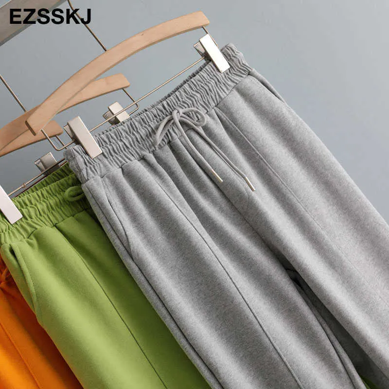 CHIC LOOSE harem cotton pants women's autumn spring loose hooded pants women's high waist Korean trouses Q0801
