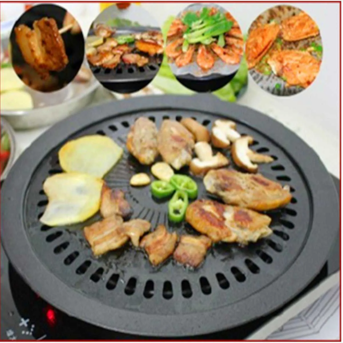 Tragbare koreanische BBQ-Grills mit Antihaftbeschichtung, runde Pfanne, Barbecue-Grill für Outdoor, Carbon, DIY-Grill, Grillzubehör, Werkzeuge, leicht zu reinigen, 210724