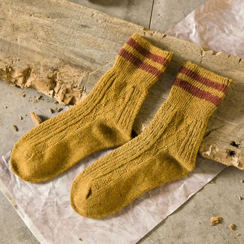 Cinco dedos guantes 1 par regalo de otoño calcetines medios engrosados lana suave mantenga elguel elástico invierno 2 a rayas cómodas 213m