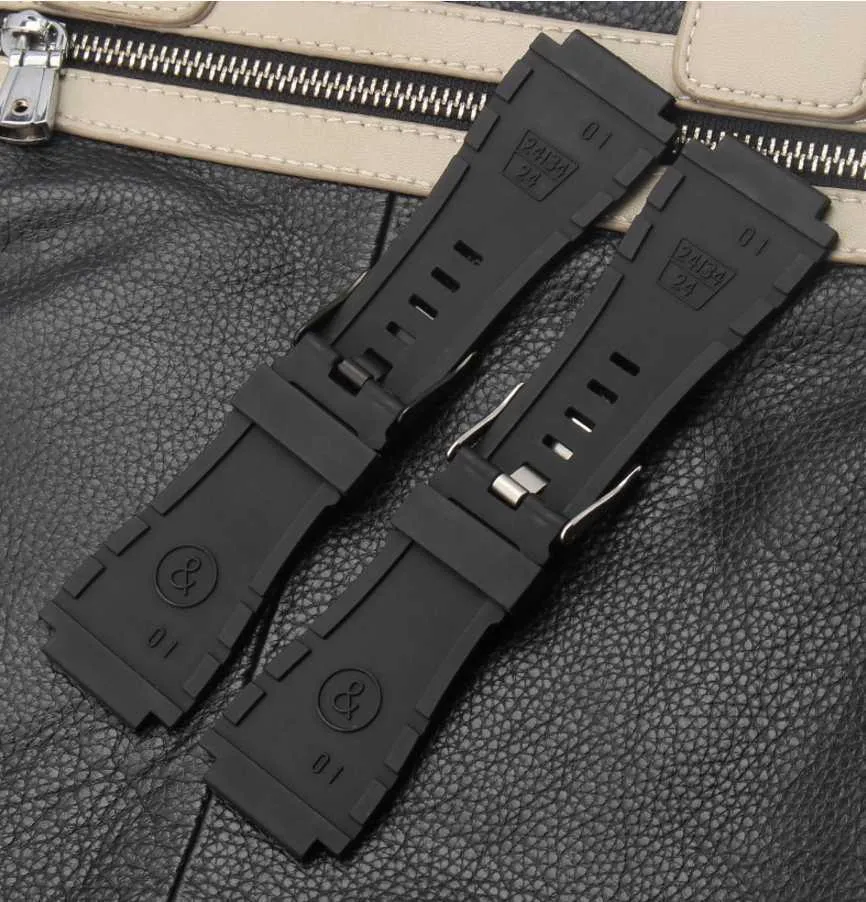 Breta 34 24 mm wypukły Sillikon Gumowy pasek zegarkowy dla Bell Series BR01 BR03 Men Watchband Bransoletka Pasek Ross H0915237p