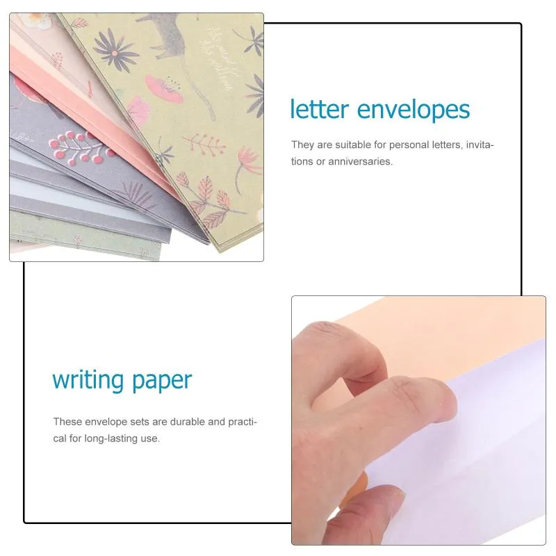 Envoltório de presente 5 conjuntos de elegante carta A5 escrevendo papel papelaria envelope set268d