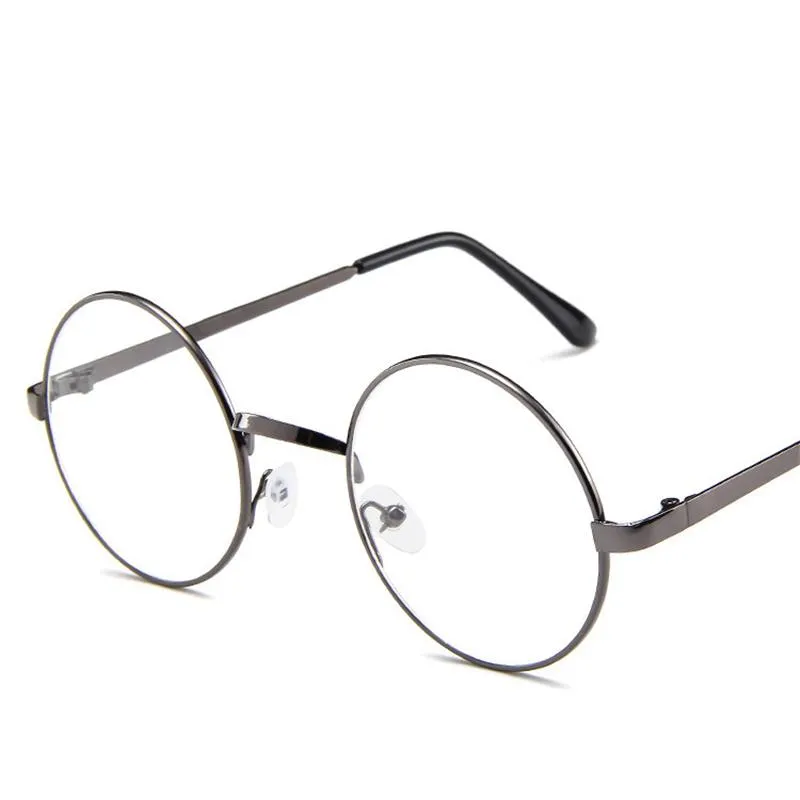 Marcos de gafas de sol de moda 2021 Vintage Retro Marco de metal Lentes transparentes Gafas Nerd Geek Eyewear Eyeglasses Negro Redondo de gran tamaño Cir268l