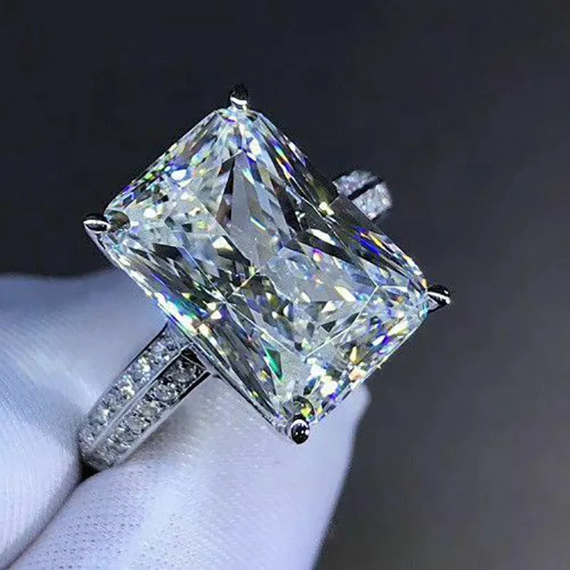 100% 925 srebro utworzono Moissanite cytryn diamenty kamień ślub pierścionek zaręczynowy Fine Jewelry prezent cały