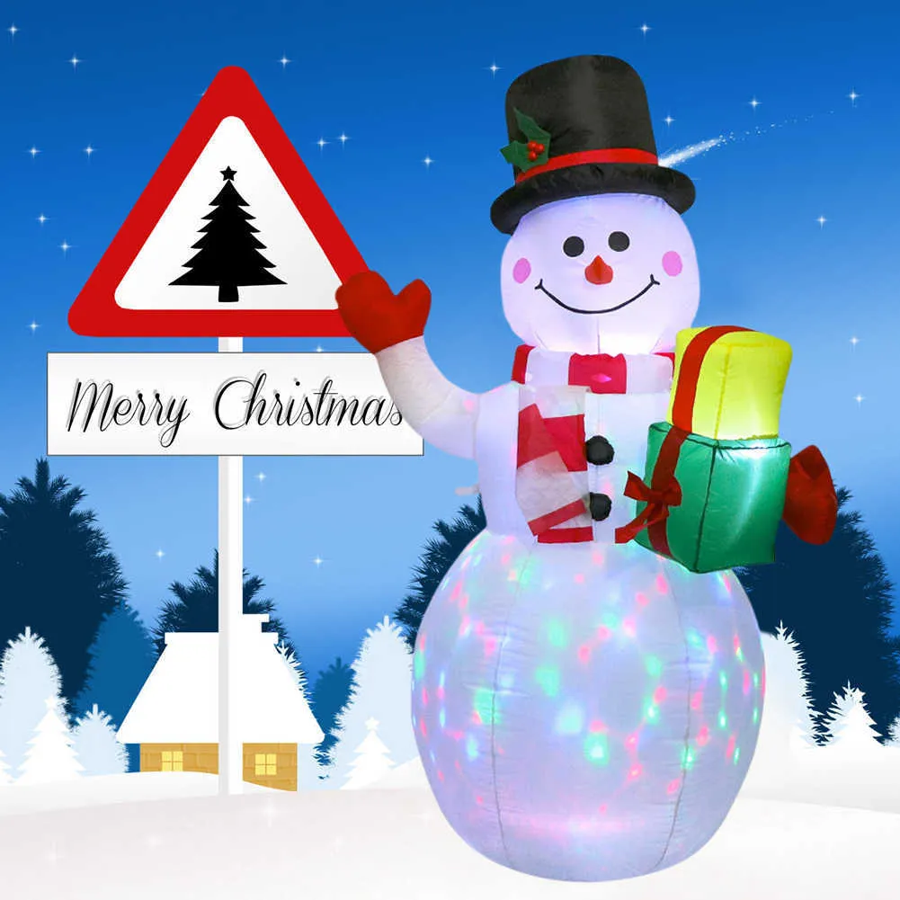 150/180 cm aufblasbares Modell mit LED-Licht, Weihnachtsschneemann, bunt, drehende, luftgeblasene Puppen, Spielzeug für den Urlaub, Haushalt, Party, Zubehör 211018
