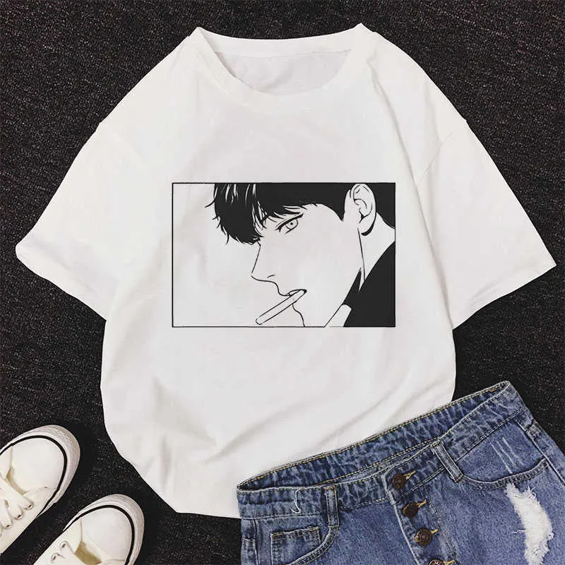 2021 Fashion Bj Alex Stampa T Shirt Donna Estate Casual Magliette Harajuku Coreano Charming Boy Ulzzang Graphic Top Kawaii T-Shirt X0628