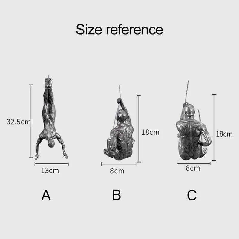 크리 에이 티브 암벽 등반 남자 조각 벽 매달려 장식 수 지 동상 입상 공예 홈 가구 장식 액세서리 220112