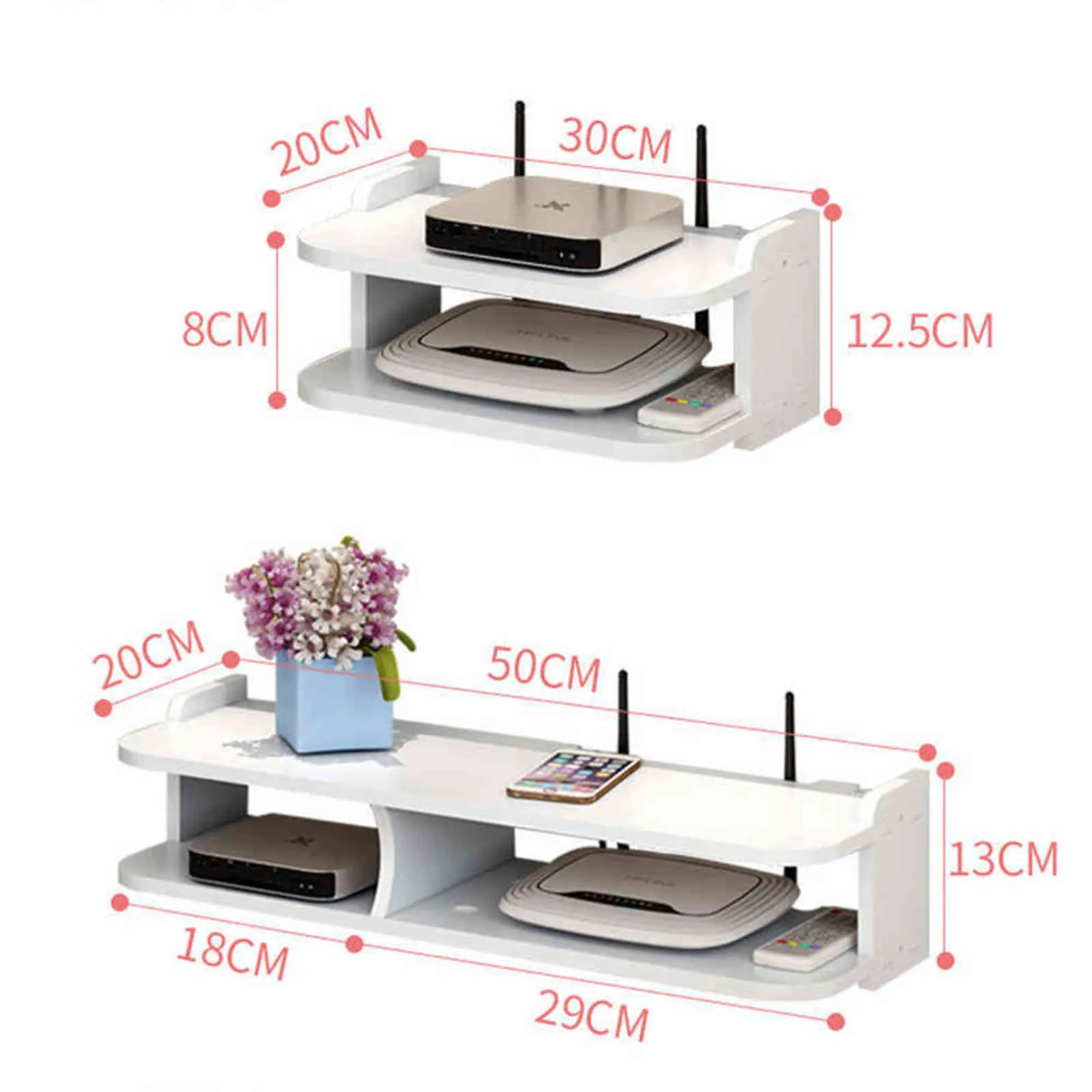 Punch-free vardagsrum TV vägg set-top box rack router lagring hängande dekorativa partition sovrum 211112