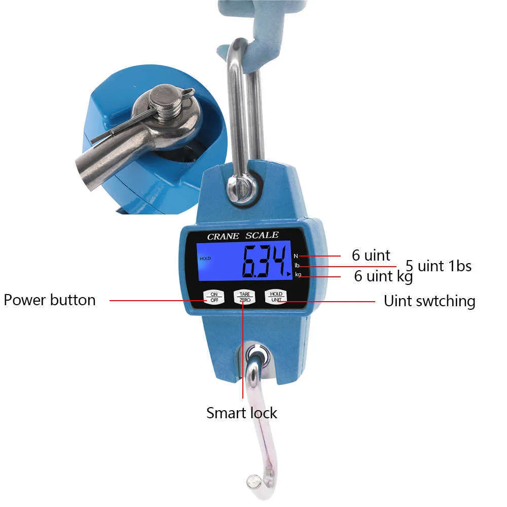 NEU 150 kg 200 kg 300 kg 500 kg LCD Digital Gepäck Skala Hochleistungshänge -Hakenskalen tragbarer digitaler Edelstahl 40 Off7400764