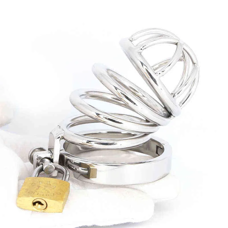 NXYCockrings Stainless Steel Chastity Cage Cock with Lock Penis Ring Erotic Metal Fetish Lockable Devices Belt Sex Toys for Men 1126