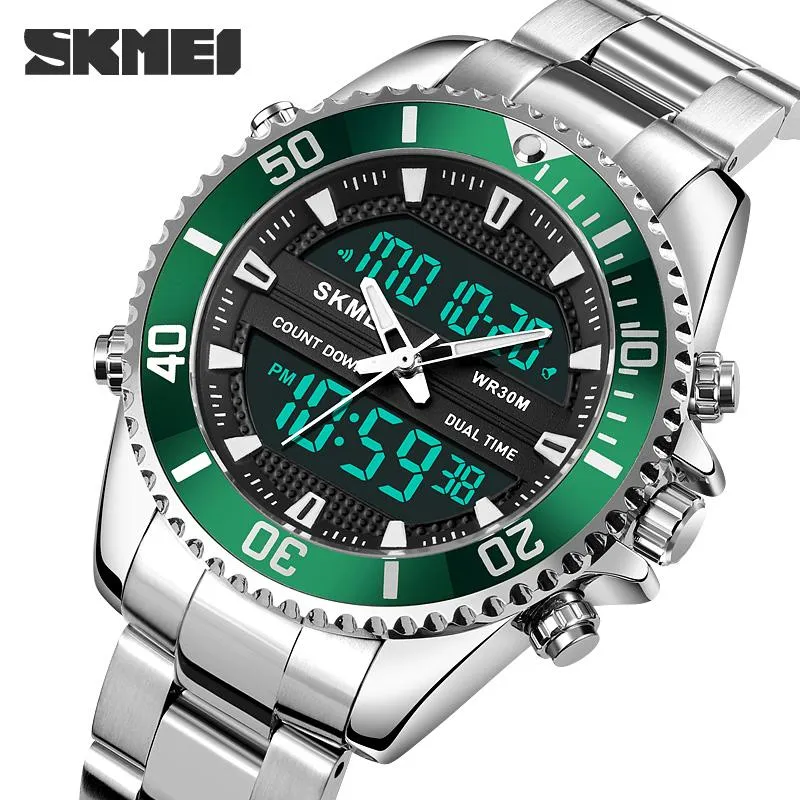 Zegarek wojskowy 3 czas Wyświetlacz Dual Ruch Sport Watches Męskie Stopwatch Data Barm Blockwatch Relogio Masculino Skme2347