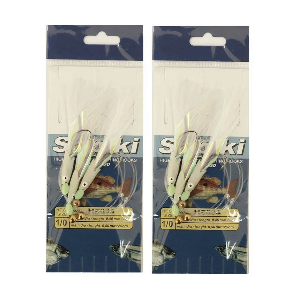 Fish Skin String Crochets Sabikis Rig pour les crevettes molles doux Crochet de pêche à l'appât
