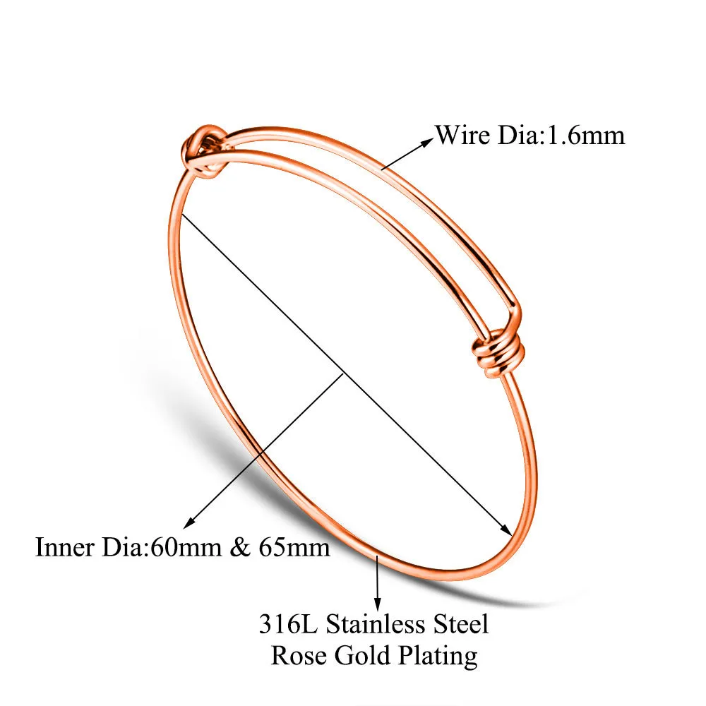 lot 100 roestvrij staal DIY Charm Bangle 5065mm sieraden Binnenvaardbare Uitbreidbare verstelbare draadbanden Bracelet Whole1201705