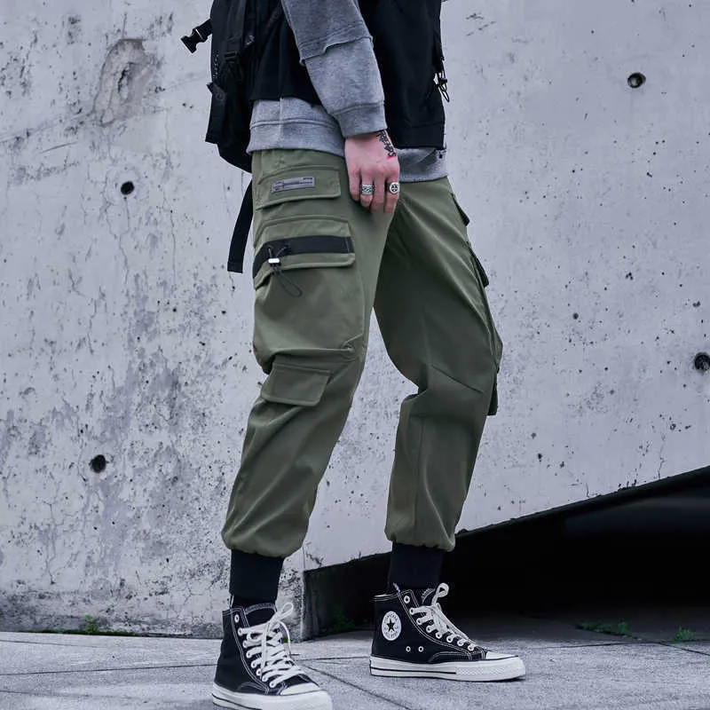 Single Road Mens Cargo Spodnie Mężczyźni Moda Techwear Joggers Mężczyzna Hip Hop Japanese Streetwear Spodnie Jogging Spodnie dla mężczyzn 210714