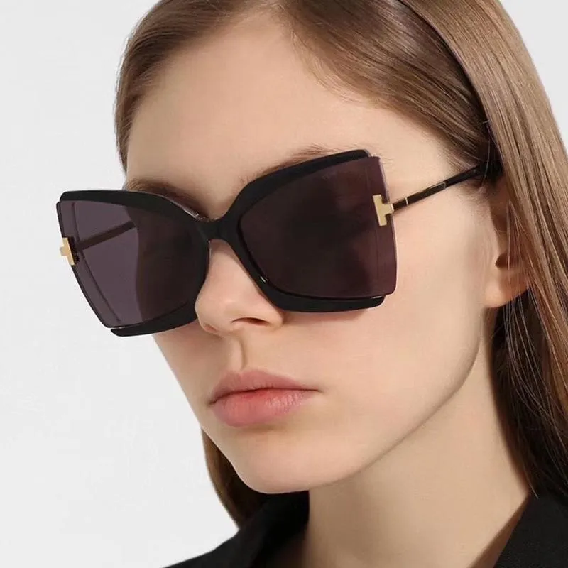 Sonnenbrille Marke Designer T 2022 Übergroße quadratische Frauen Sonnenbrille weibliche große Rahmen farbenfrohe Farbtöne FPR Oculos308c