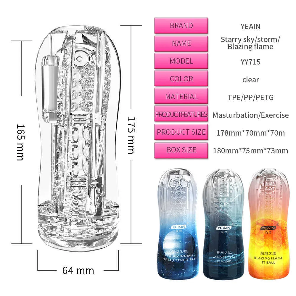 Male Masturbator Cup Soft Pussy Transparent Vagina Adult Endurance Exercise Products Vacuum Pocket For Men Vagina Mouth Q0529316s