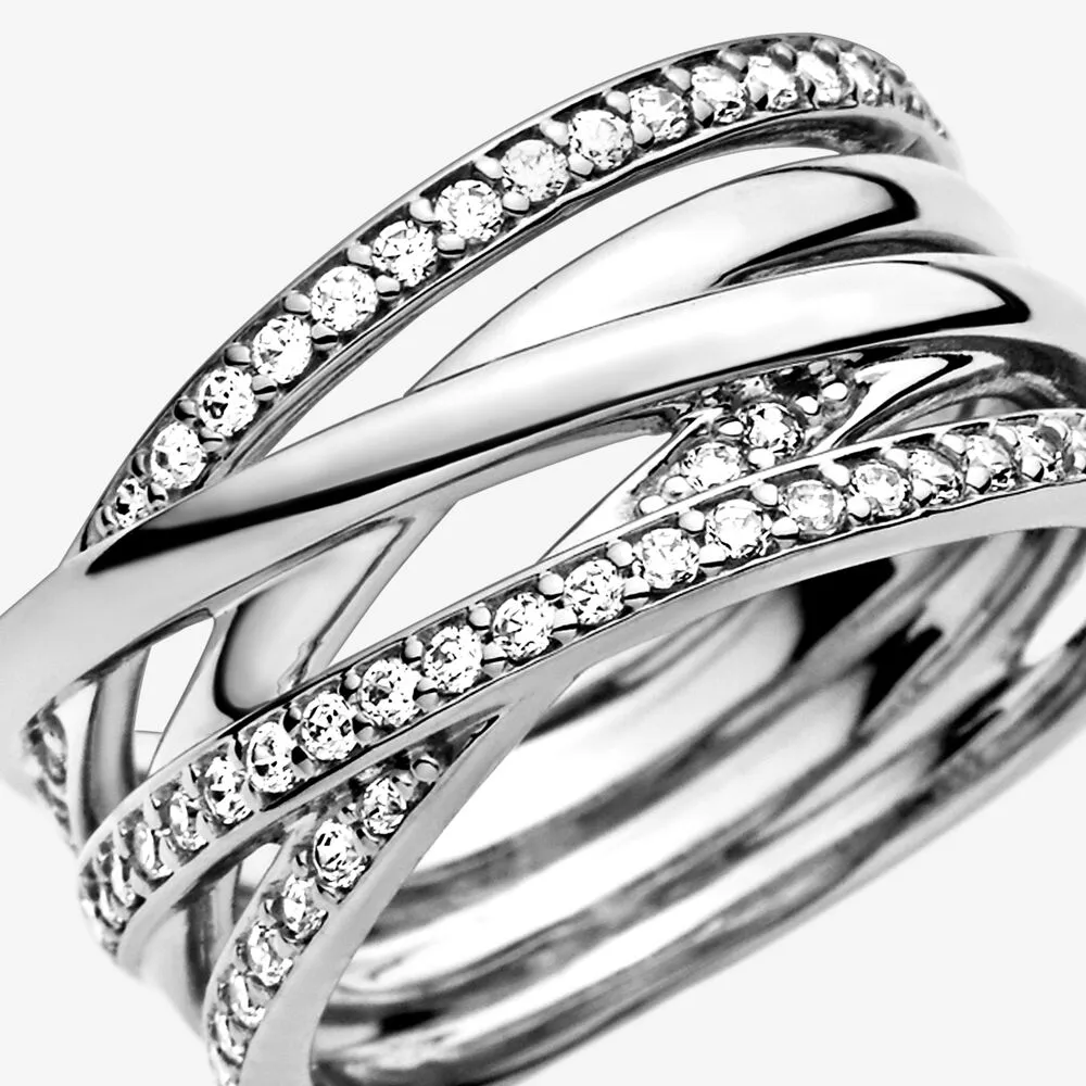 2021 NY 100 925 Sterling Silver Ring Sparkling Polished Lines Rings for Women Engagement Jubileum DIY JEWELRY8553115