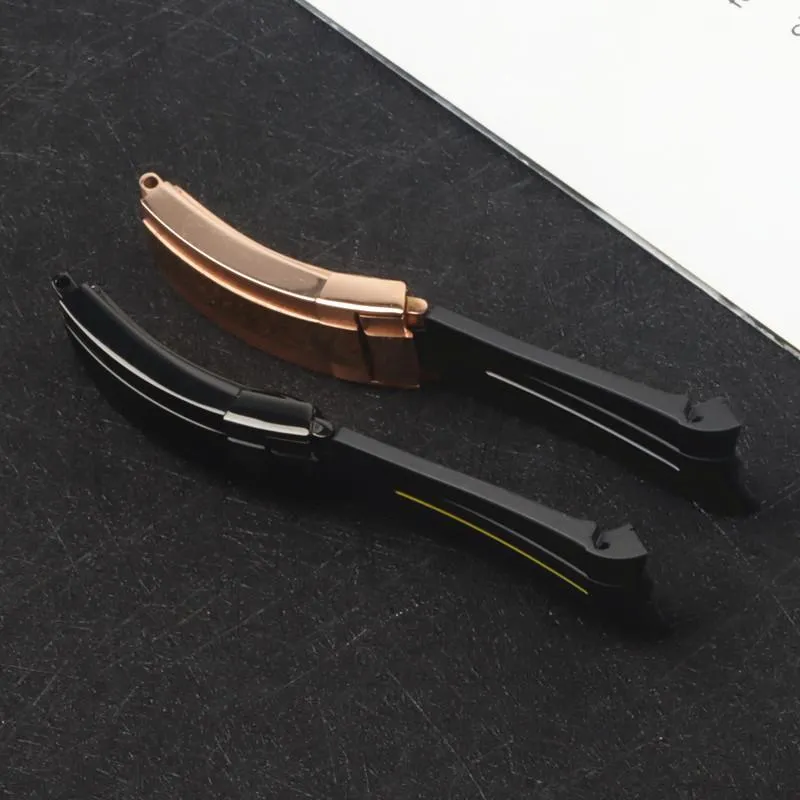Ремешки для часов 20 мм, черный силиконовый резиновый ремешок с изогнутым концом для ролевого ремешка, браслет GMT с застежкой Glidelock, короткая версия256j